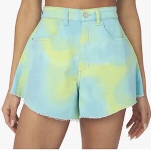 WeWoreWhat High Waist Tie-Dye Shorts - Blue and Yellow